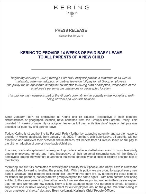 Press release Baby Leave